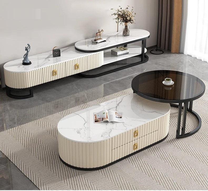 Lixra Italian Elegance Marble Top TV Stand