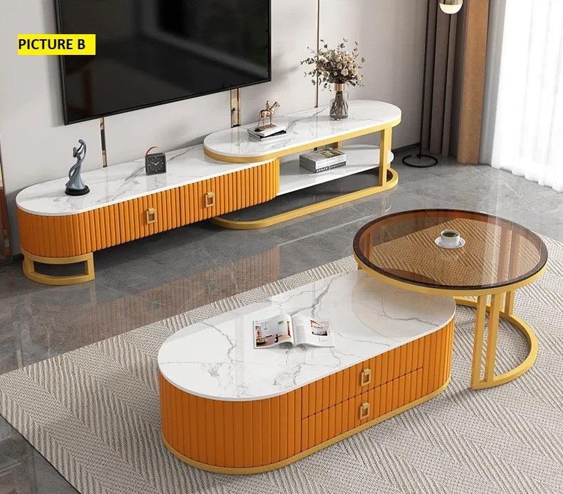 Lixra Italian Elegance Marble Top TV Stand