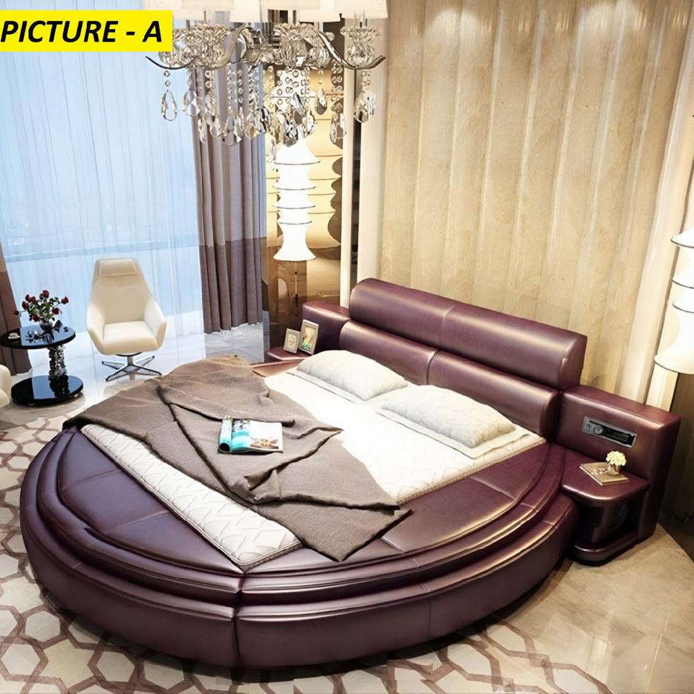 Lixra Italian Modern Designed Leather Round Bed