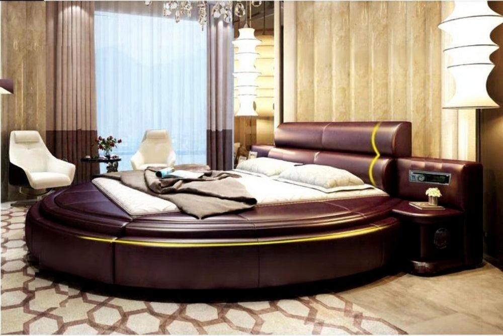 Lixra Italian Modern Designed Leather Round Bed