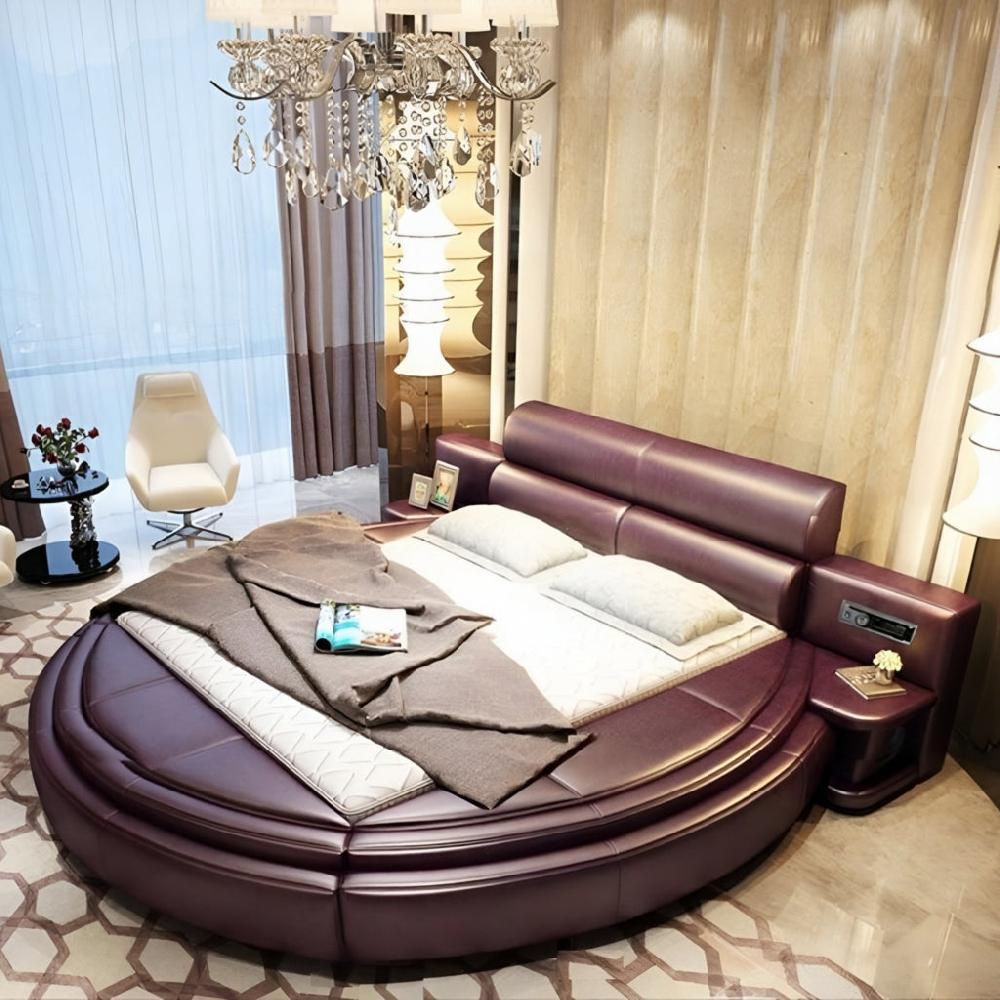 lixra Italian Modern Designed Leather Round Bed