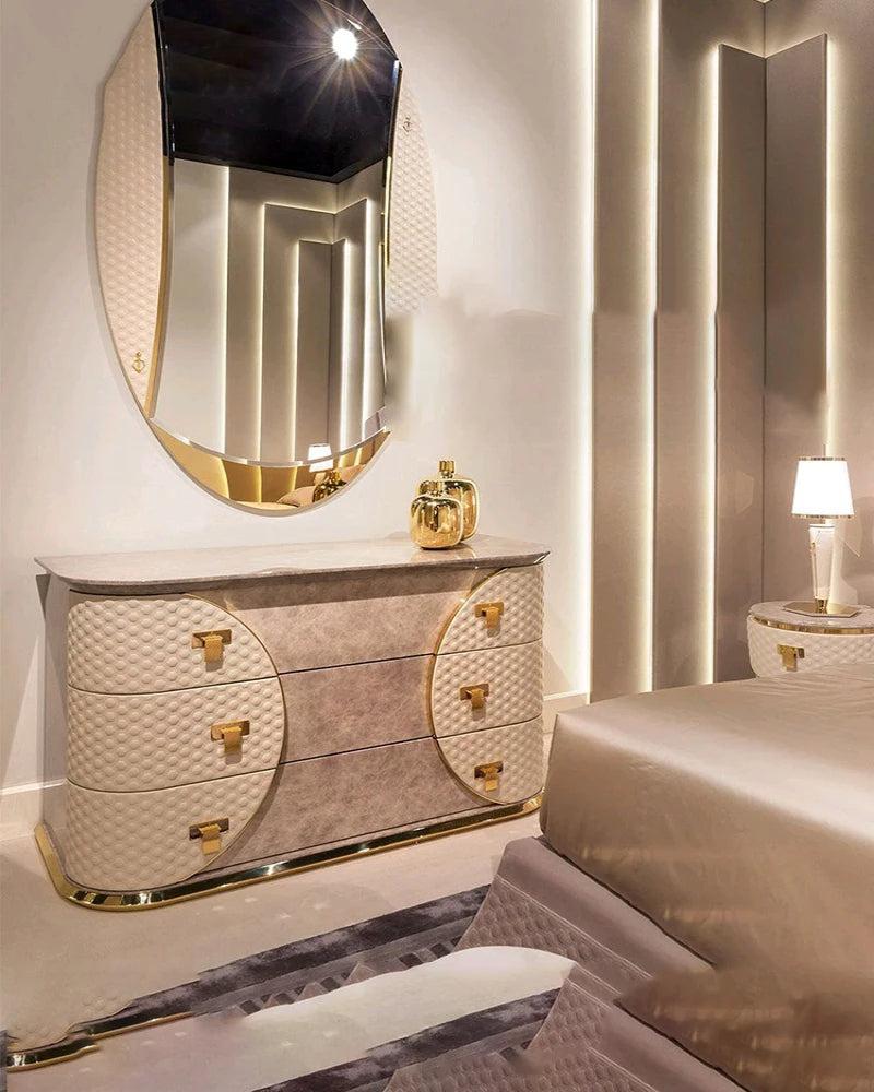 Lixra Italian Modern Dresser With Golden Handles