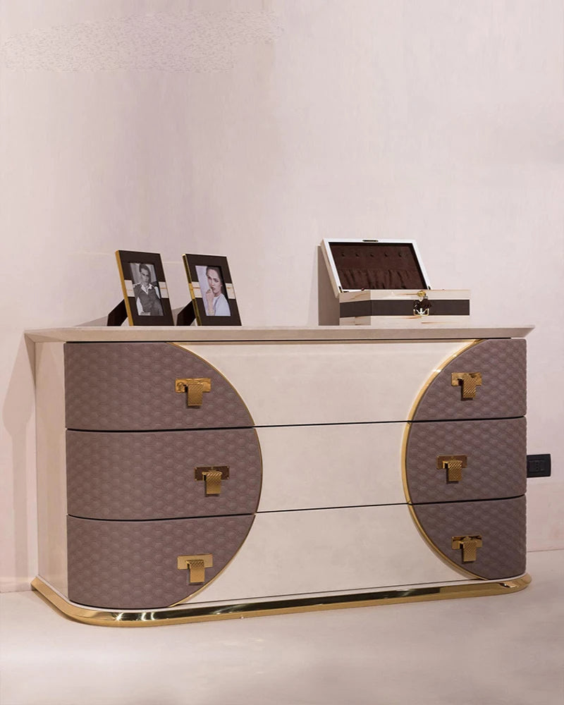 lixra Italian Modern Dresser With Golden Handles