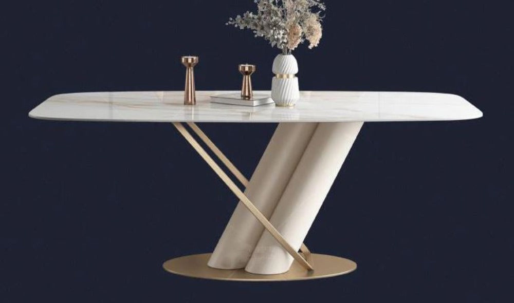 lixra Italian Rectangular Marble Dining Table