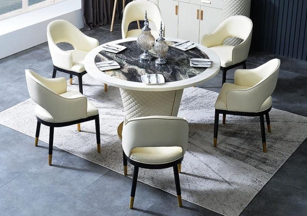 Lixra Italian Style Marble Dining Table-Set