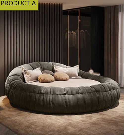 Lixra Italian Style Velvet Modern Round Bed