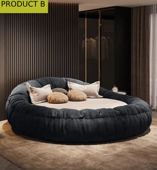 Lixra Italian Style Velvet Modern Round Bed