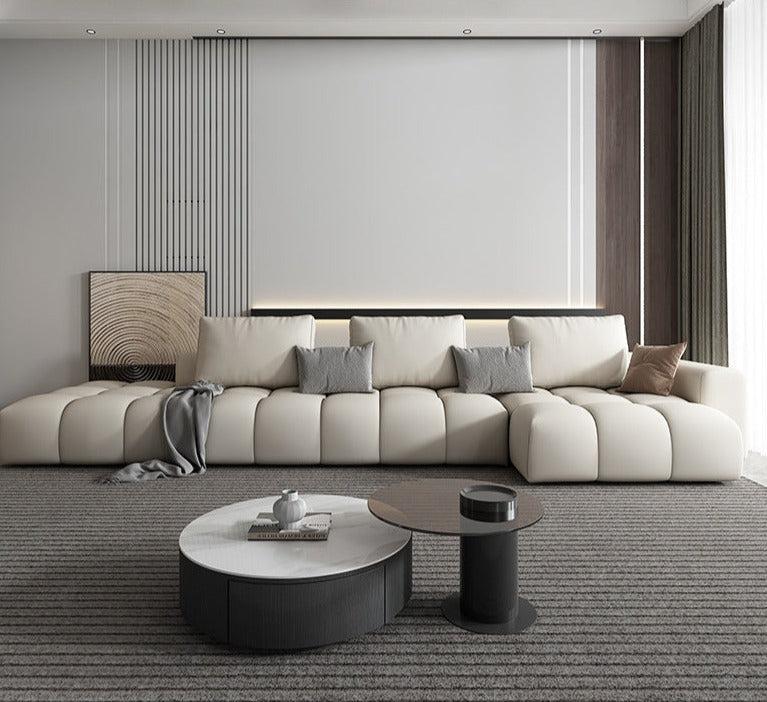 Lixra L-Shape Comfy Leather Sectional Sofa