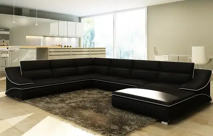 lixra L-Shaped Elegance Leather Sectional Sofa