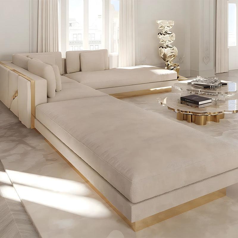 Lixra L-Shaped Fabric Sectional Sofa Set