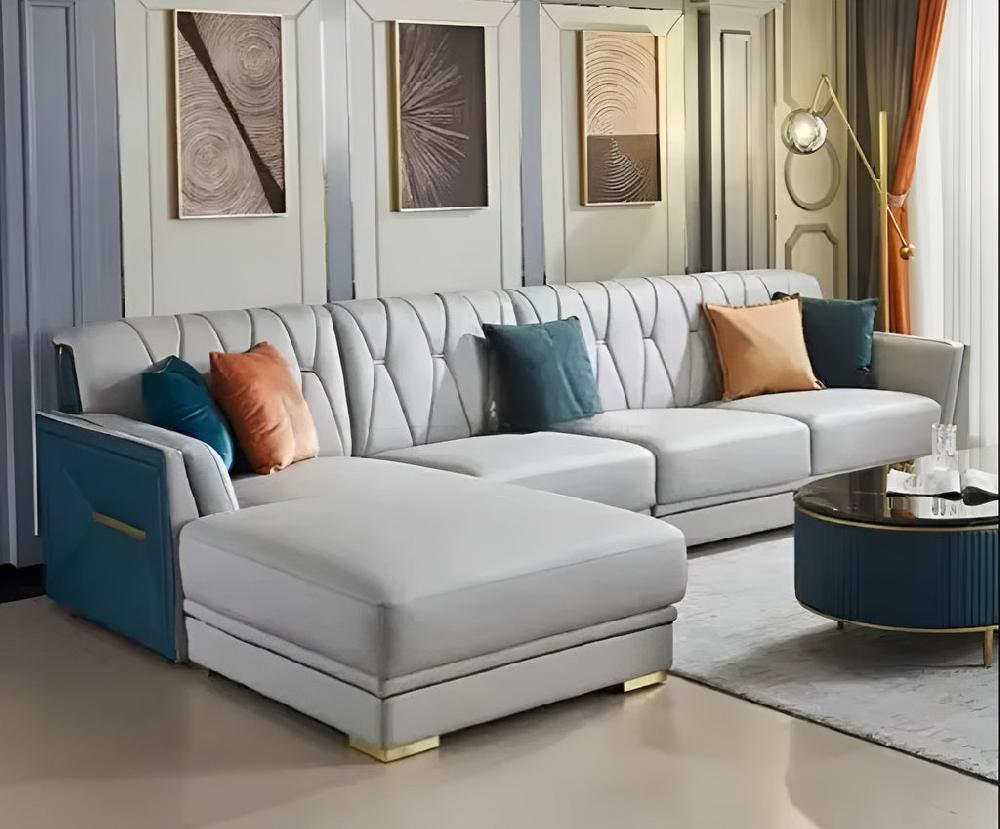 Lixra L-Shaped Leather Sectional Sofa Set