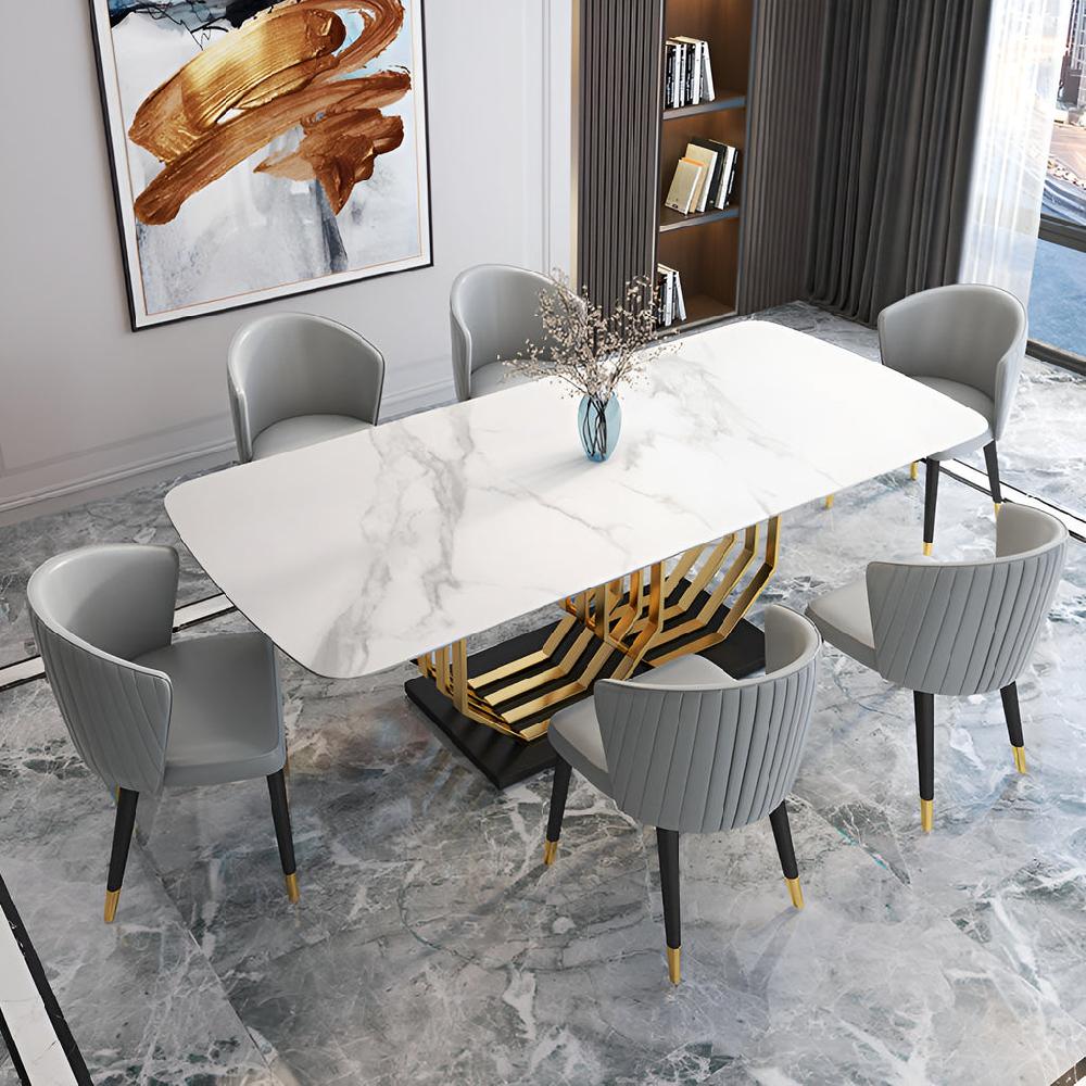 Lixra Lavish Design Marble Dining Table Set