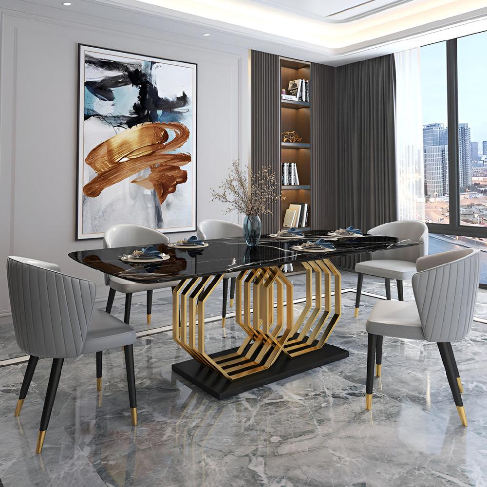 Lixra Lavish Design Marble Dining Table Set