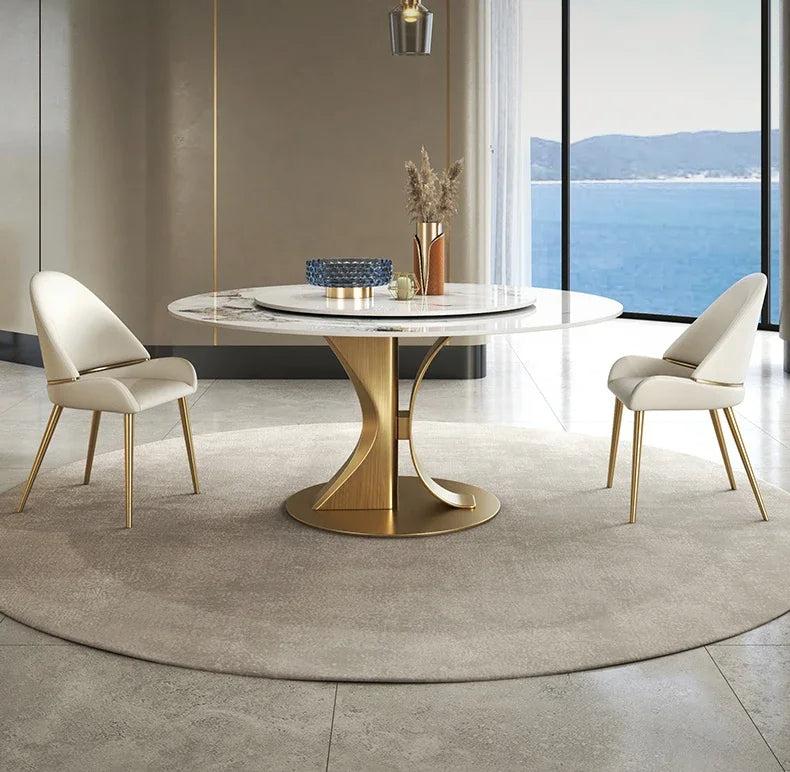 Lixra Lavish Round Marble Dining Table Set