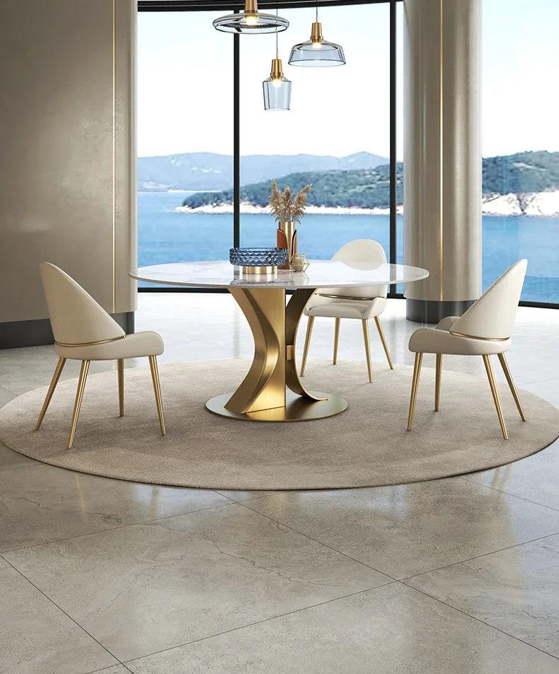 Lixra Lavish Round Marble Dining Table Set