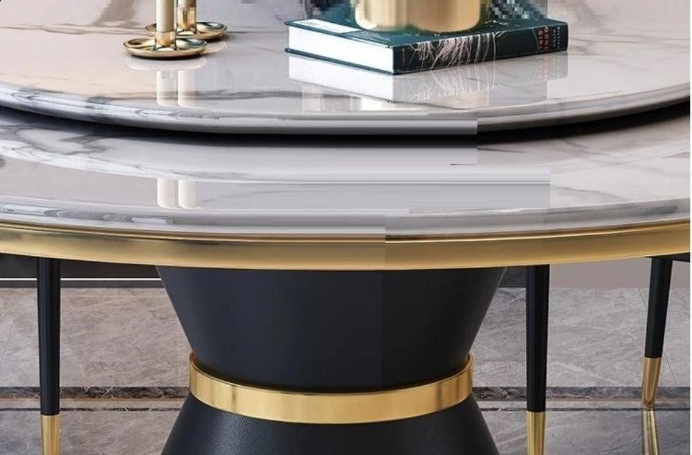 Lixra Lavish Round Marble Dining Table Set