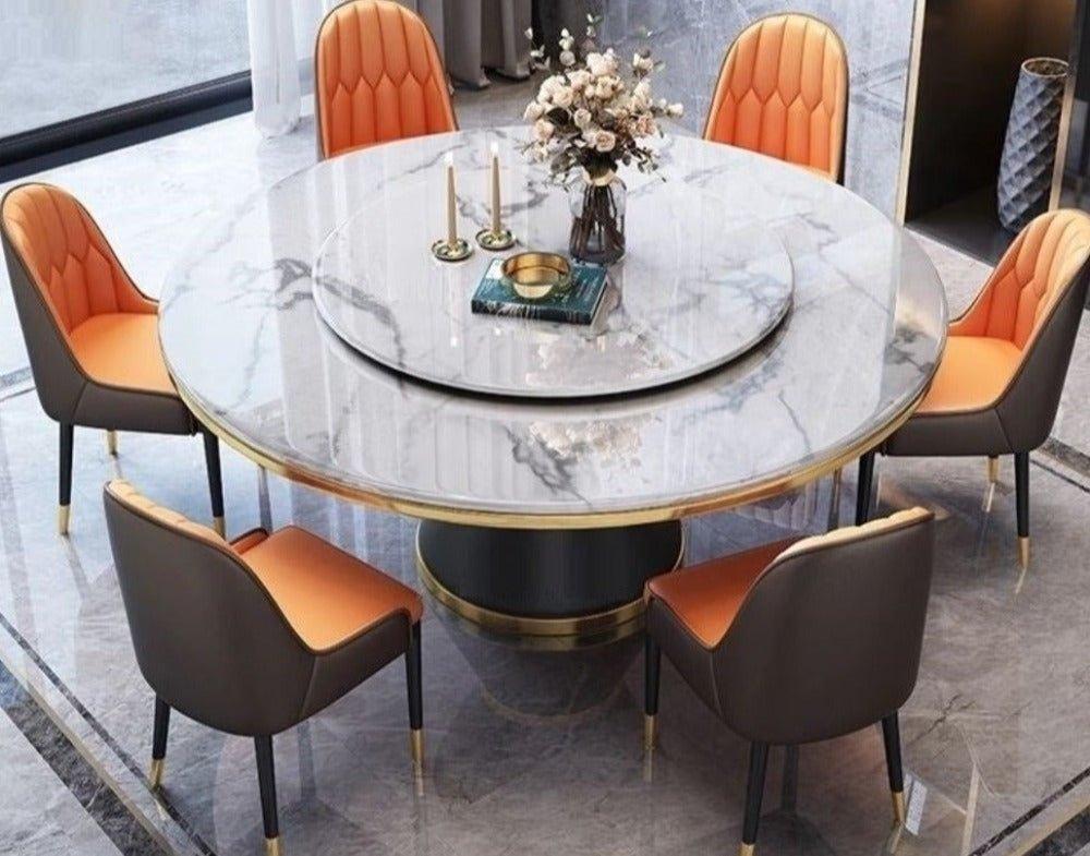 lixra Lavish Round Marble Dining Table Set
