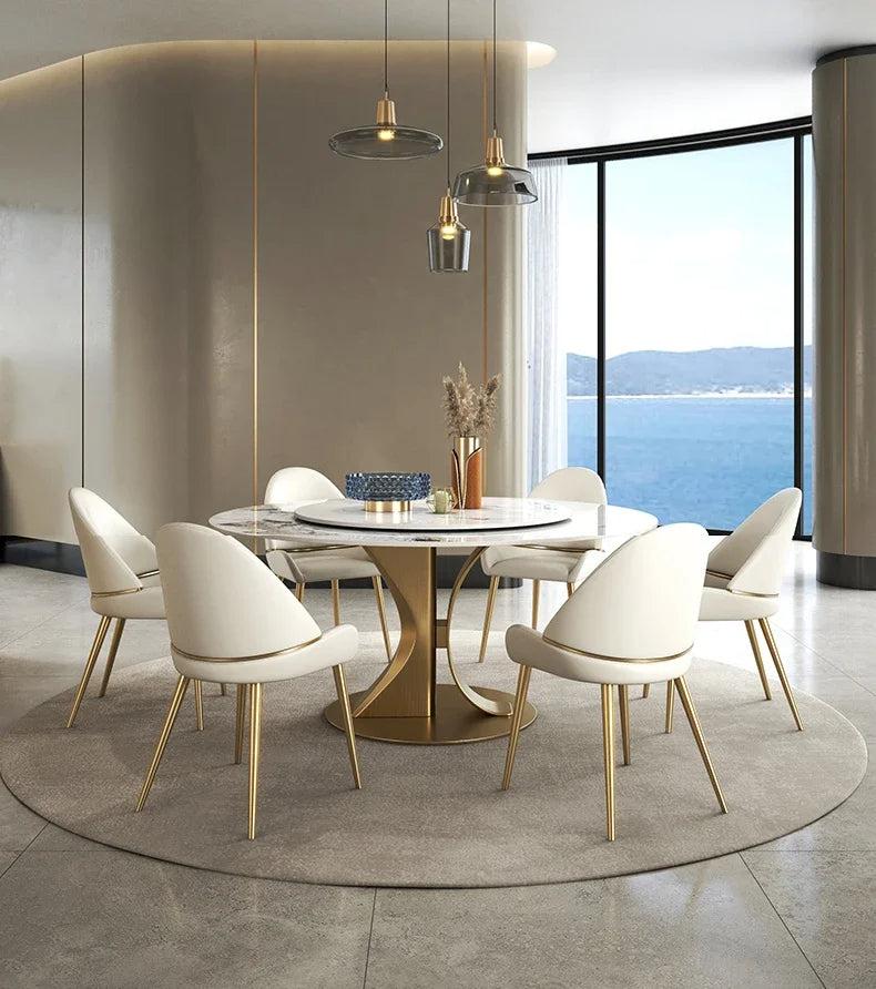 lixra Lavish Round Marble Dining Table Set