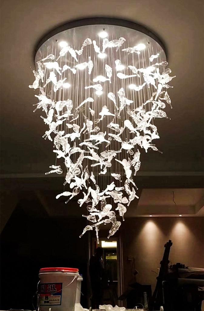 Lixra Leaf Shaped Modern LED Glass Chandelier