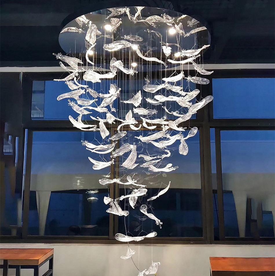 Lixra Leaf Shaped Modern LED Glass Chandelier