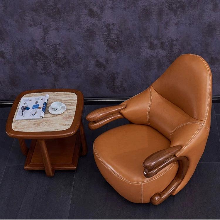 Lixra Leather Accent Chair With Side Table