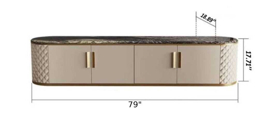 Lixra Leather Finish Modern Marble TV Stand
