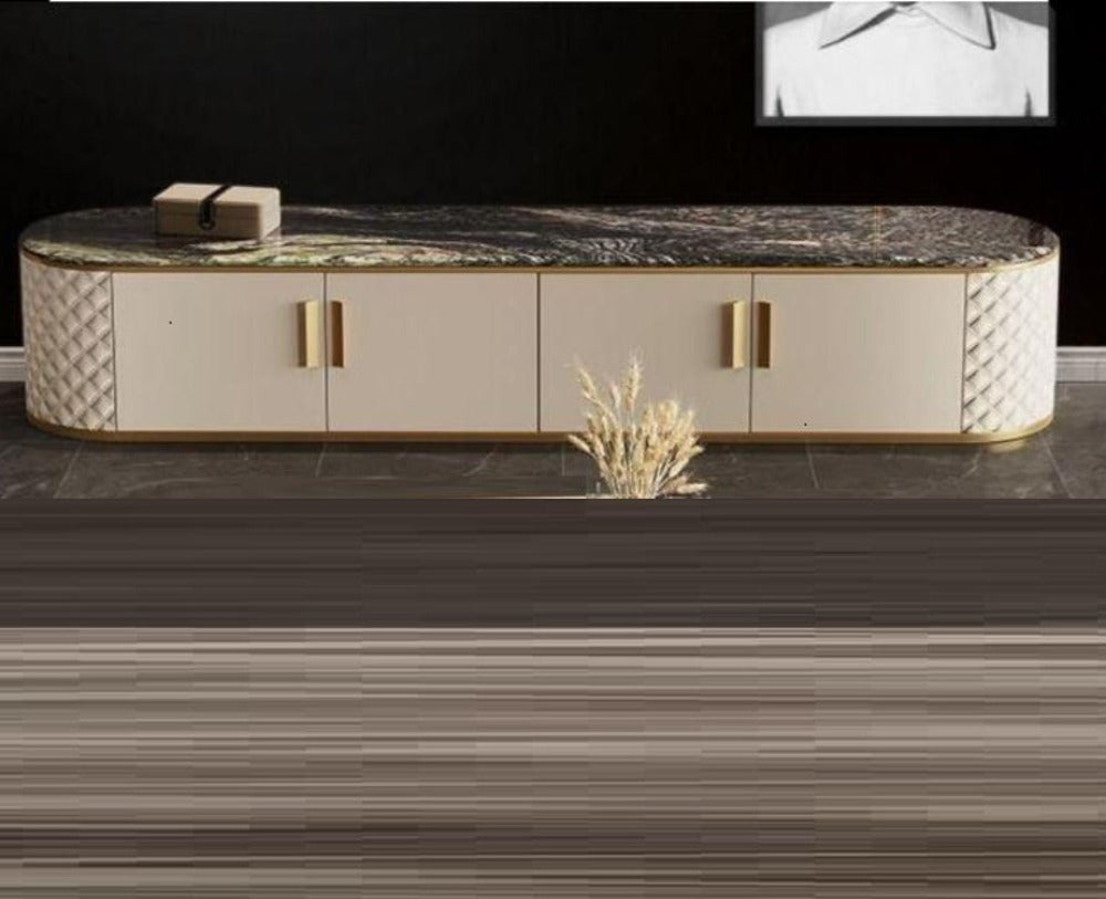 lixra Leather Finish Modern Marble TV Stand