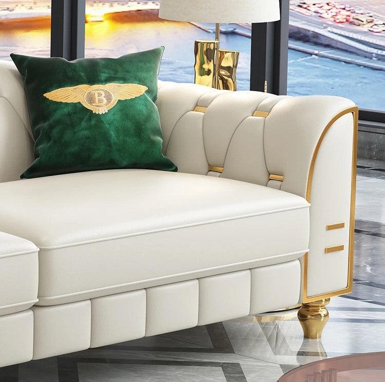Lixra Leather Sectional Sofa With Tufted Design