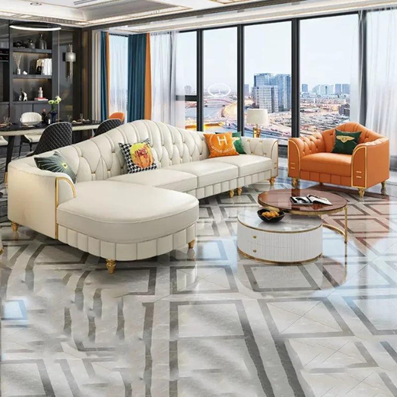 lixra Leather Sectional Sofa With Tufted Design