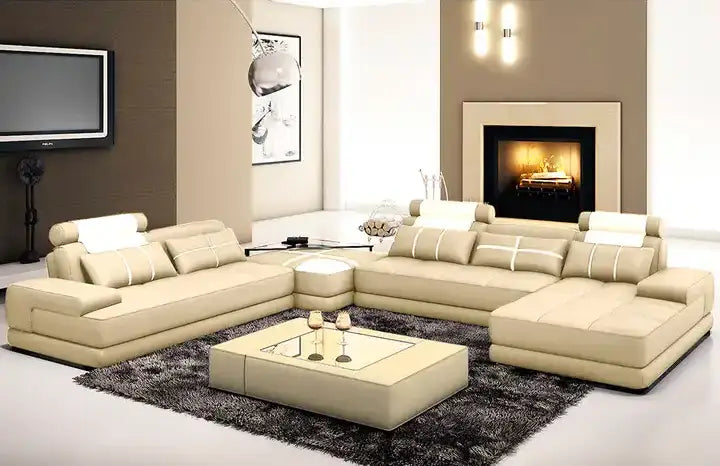 Lixra Leather U-Shaped Sectional Sofa