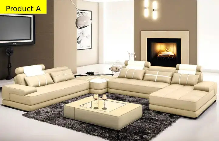 Lixra Leather U-Shaped Sectional Sofa