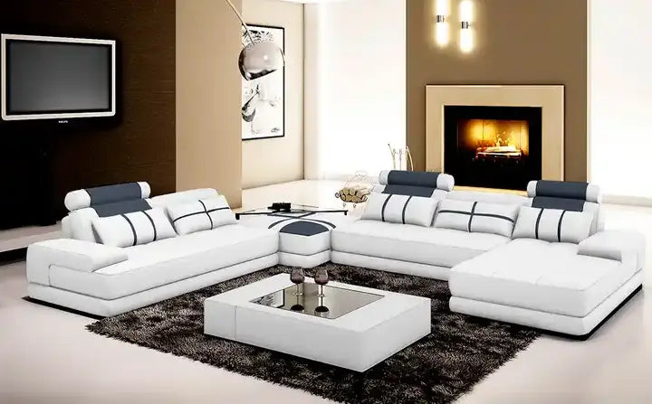 Lixra Leather U-Shaped Sectional Sofa