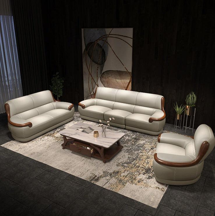 Lixra Leather Upholstered Indoor Wooden Sofa Set