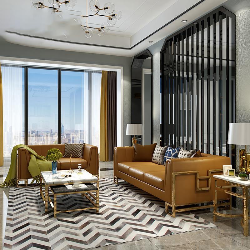 Lixra Leather Upholstered Sofa Set For Living Room