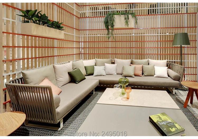 Lixra Leather Wooden Frame Outdoor Sofa Set