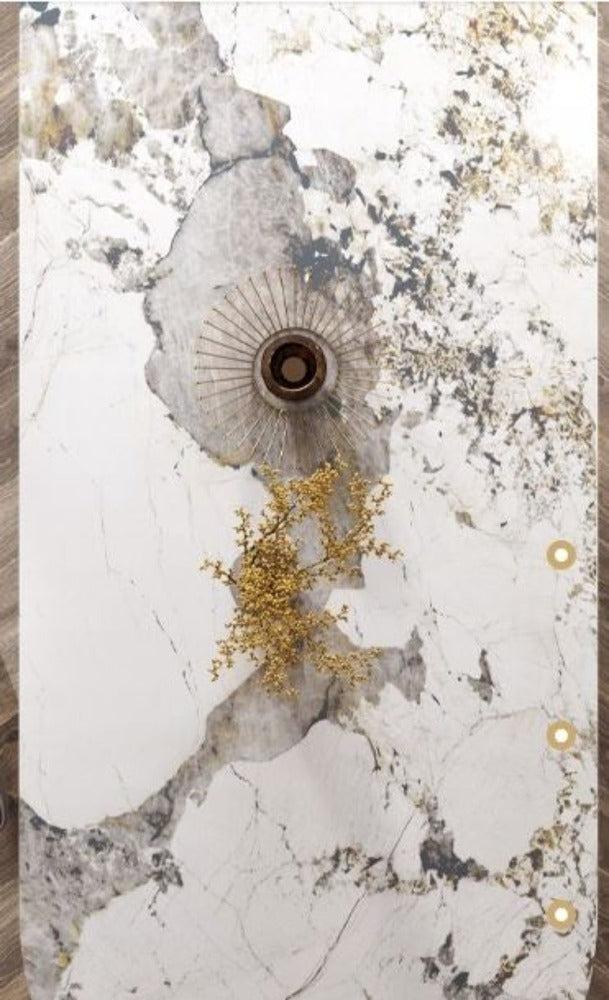 Lixra Light Finish Marble Dining Table Set