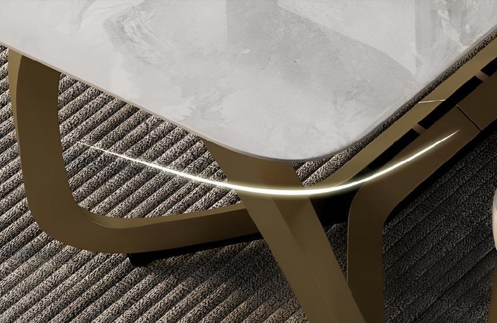 Lixra Light Finish Marble-Top Dining Table Set