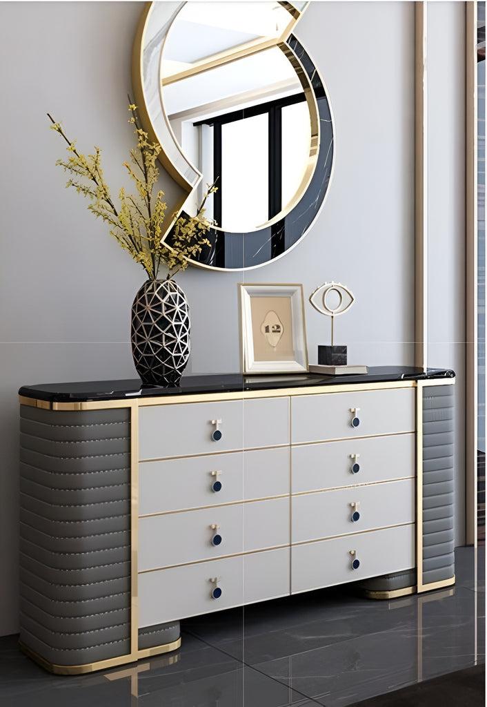 Lixra Light Marble Top Modern Buffet Table