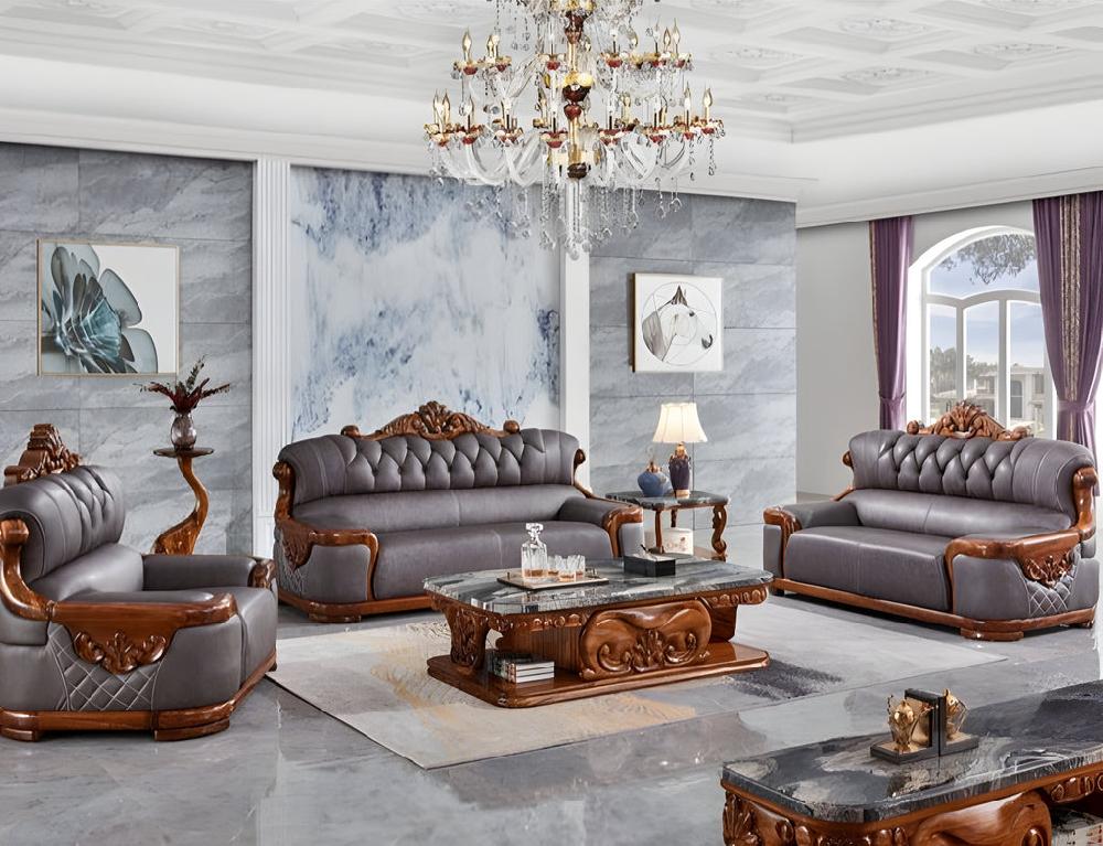 Lixra Liville 3-Piece Leather European Sofa Set