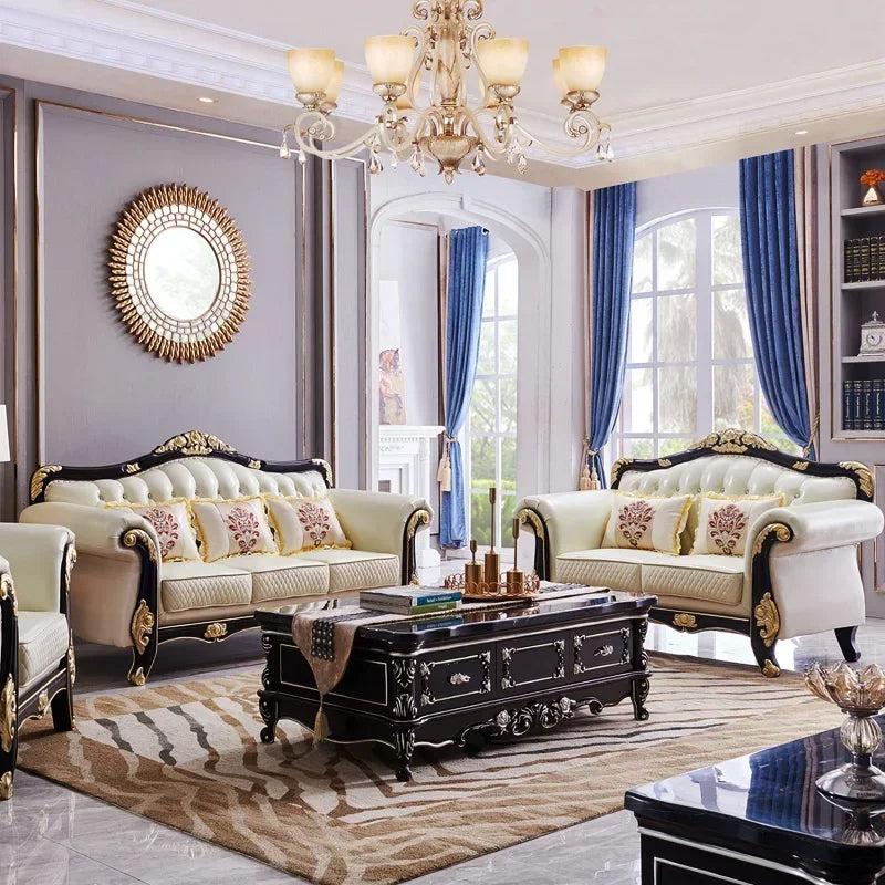 lixra Liville Elegant European Leather Sofa Set