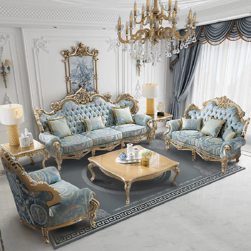 Lixra Liville European Floral Carved Sofa Set