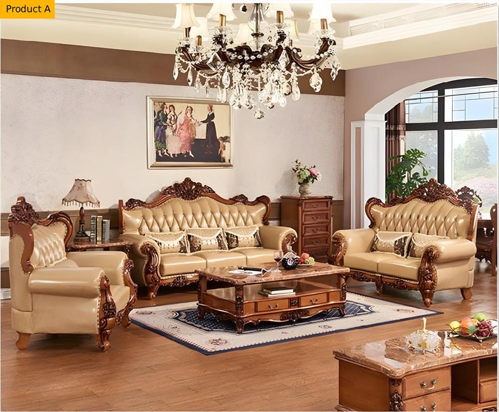 Lixra Liville Retro European Leather Sofa Set Of 3