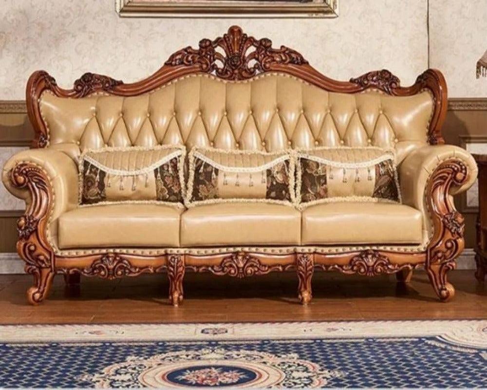 Lixra Liville Retro European Leather Sofa Set Of 3