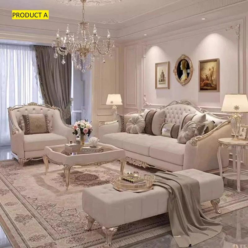 Lixra Liville Tufting Fabric European Sofa Set