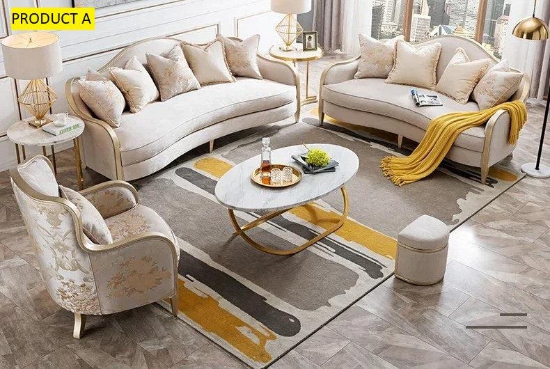 Lixra Liville Velvet Floral European Sofa Set