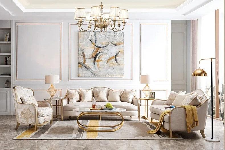 Lixra Liville Velvet Floral European Sofa Set