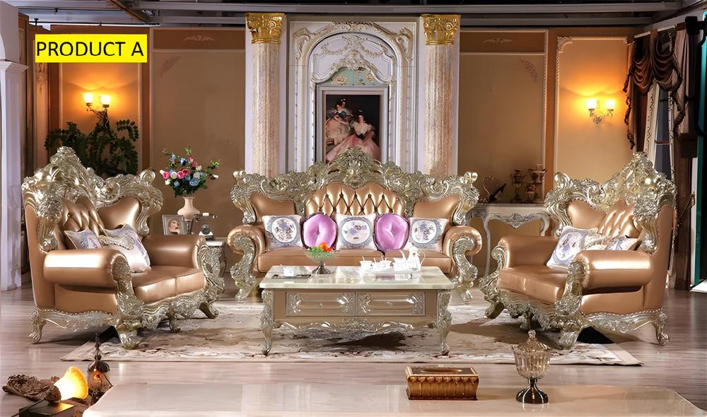 Lixra Liville Wooden Carved European Sofa Set Of 3