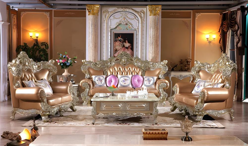 lixra Liville Wooden Carved European Sofa Set Of 3