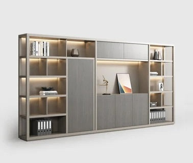 Lixra Luxuries Gray Wooden Bookshelves With LED