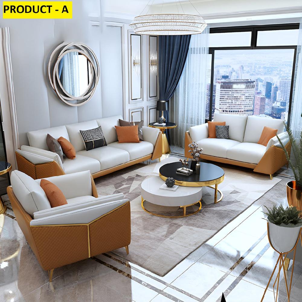 Lixra Luxurious 1-2-3-Seater Leather Sofa Set